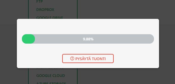 All-in-One WP Migration lisäosa tuo ja asentaa sivustot verkkopalvelimelle.