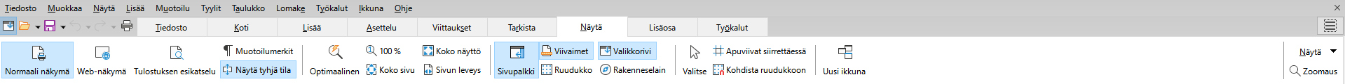 nayta-valilehti Näytä-välilehden toiminnot