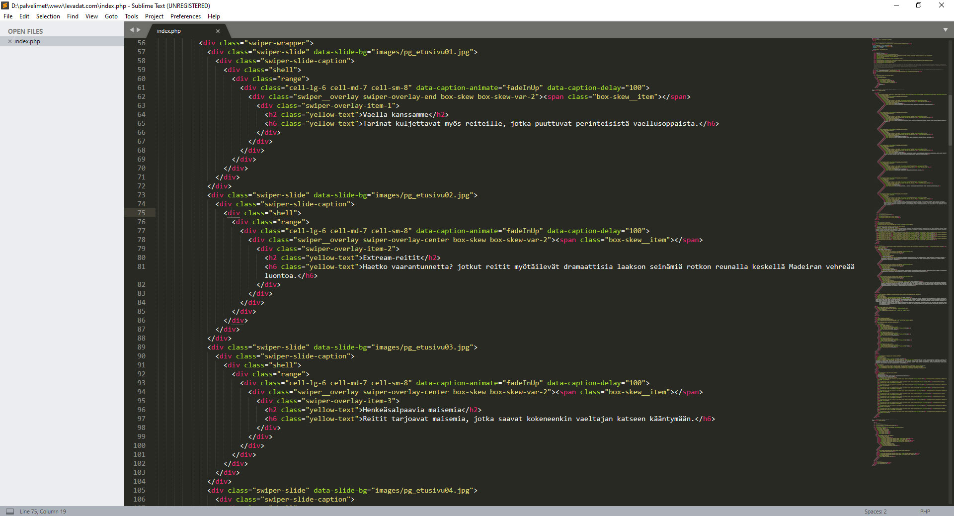 subline-screen Sublime Text -koodieditorin käyttöliittymä.