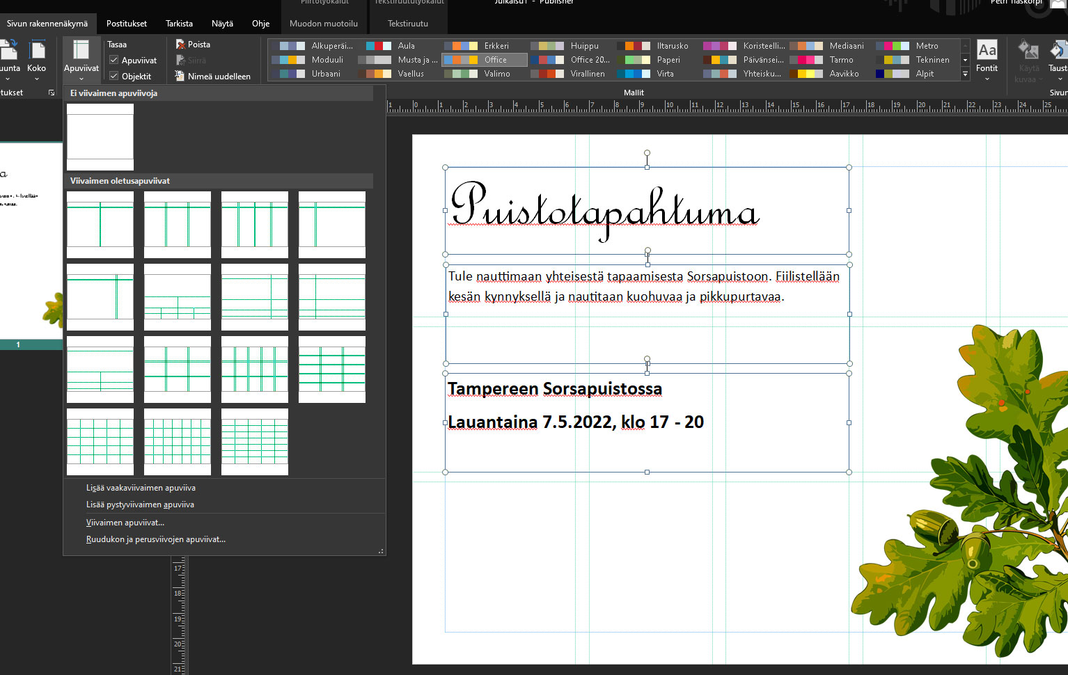MS Publisher apuviivat